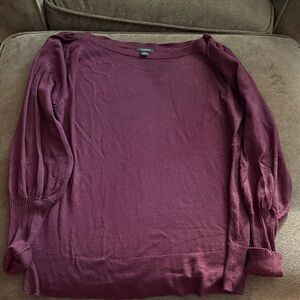 Ann Taylor Factory Burgundy Crew Neck Sweater